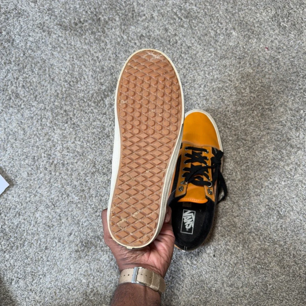 Vans Old Skool MTE Pumpkin Orange Black Leather Ripstop Sneakers Mens 11.5
